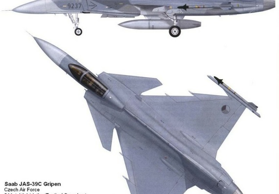 SAAB Gripen чертежи (рисунки) самолета
